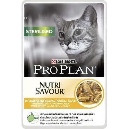 Pro Plan Nutri Savour Sterilised With Chicken In Sauce - мокра храна за кастрирани котки с пилешко месо - 85гр.
