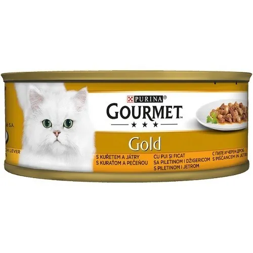 Gourmet Gold With Chicken&Liver In Gravy - мокра храна за израснали котки над 1г. с пиле и черен дроб в сос - 85гр.