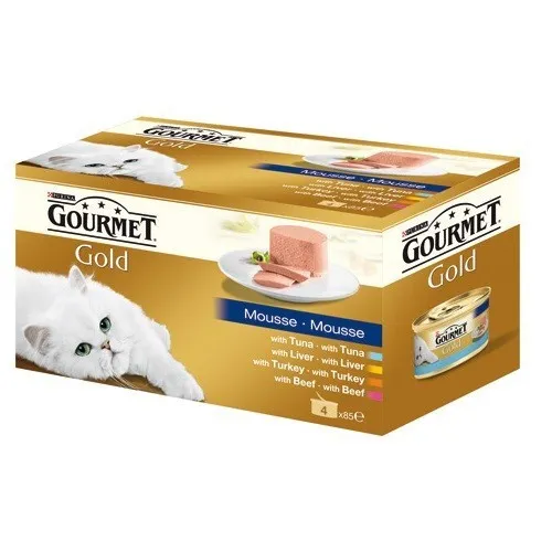 Gourmet Gold Pate Mixed Variety - мокра храна за израснали котки над 1г. с четири вида пастет - 4x85гр.