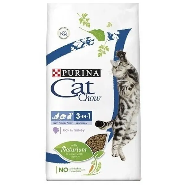 Cat Chow Special Care 3in1 - суха храна за израснали котки над 1г. три грижи в една храна с пуешко месо - 15кг.