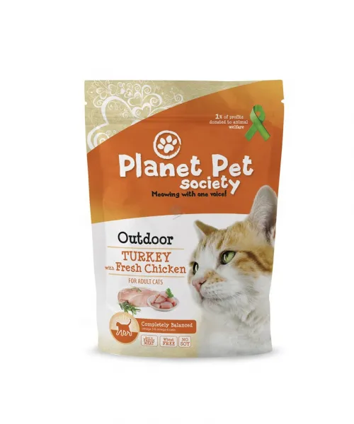 Planet Pet Turkey for Outdoor Cats - пълноценна суха храна с пуешко месо за котки над 1г. отглеждани на открито - 7кг.
