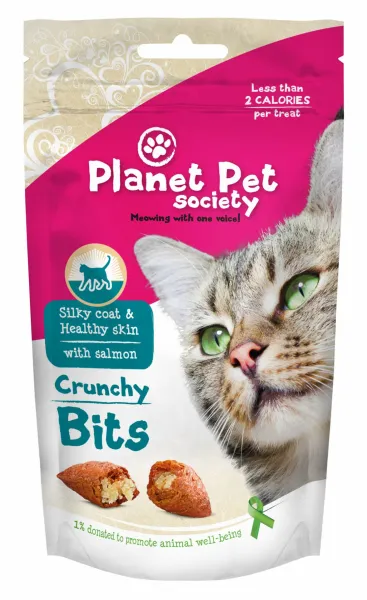Planet Pet Crunchy Bits for coat and skin - деликатесно лакомство за котки,за здрава и лъскава козина със сьомга - 40гр.