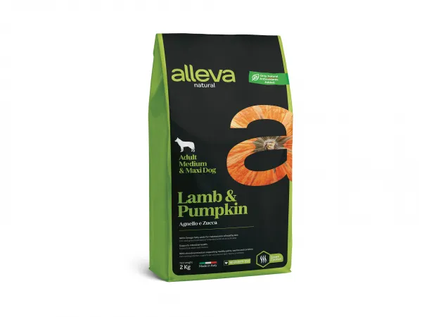 Alleva® Natural (Adult Medium/Maxi) Lamb & Pumpkin - суха храна с агнешко месо и тиква за кучета /над 12месеца/ от средни и едри породи /10-45кг./ - 2кг.,12кг.