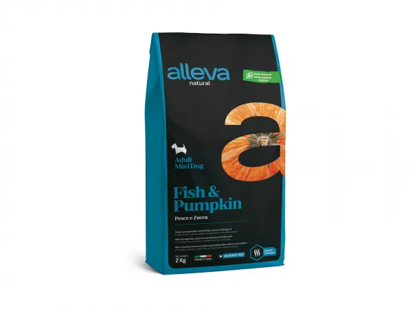 Alleva® Natural (Adult Mini) Fish & Pumpkin - суха храна с риба и тиква за кучета /над 12месеца/ от мини породи /2-10кг./ - 2кг.,12кг.