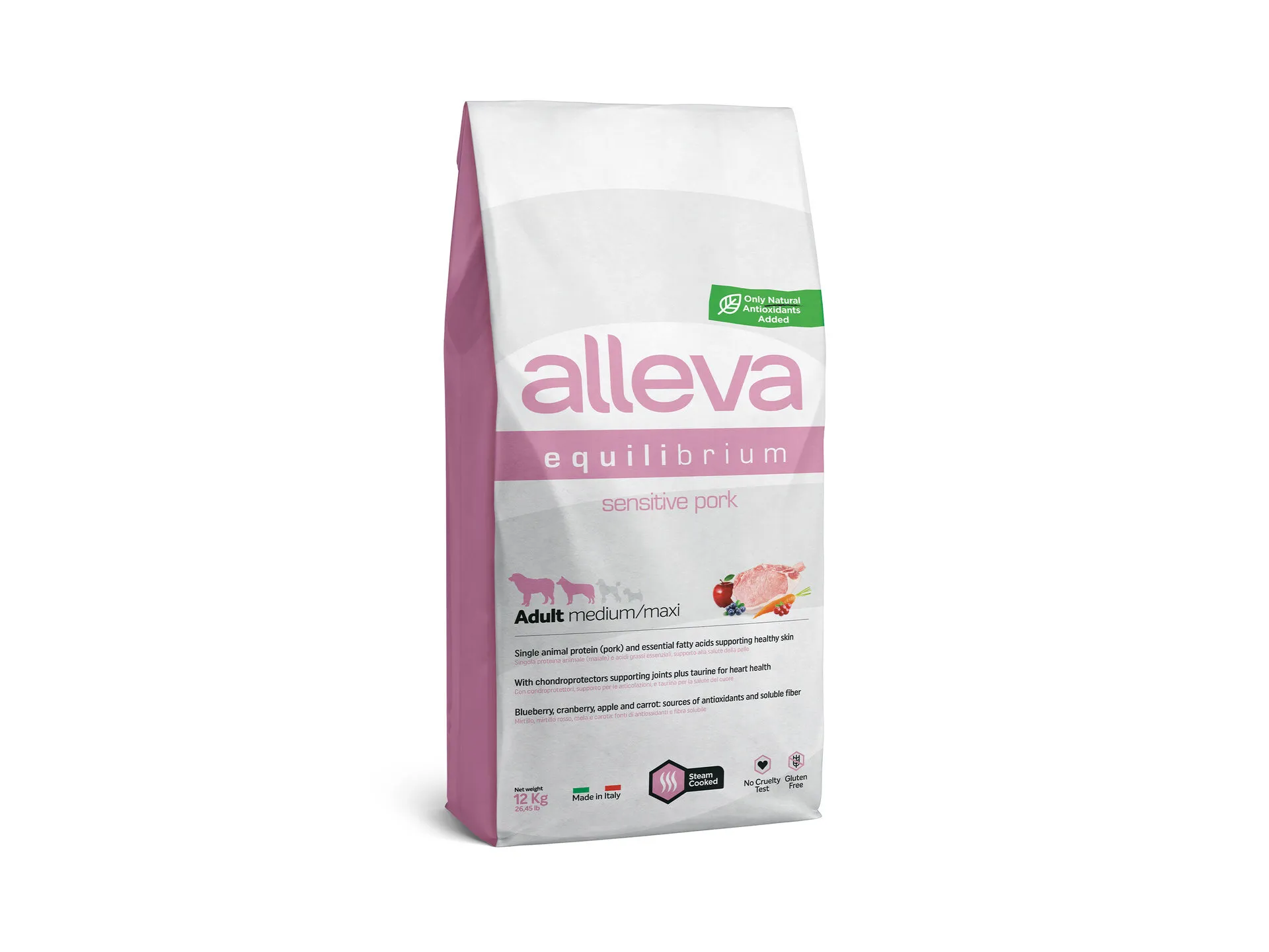 Alleva® Equilibrium (Adult Medium/Maxi) Sensitive Pork - суха храна със свинско месо за кучета с чувствителен стомах /над 12месеца/ от средни и едри породи /10-45кг./ - 12кг.