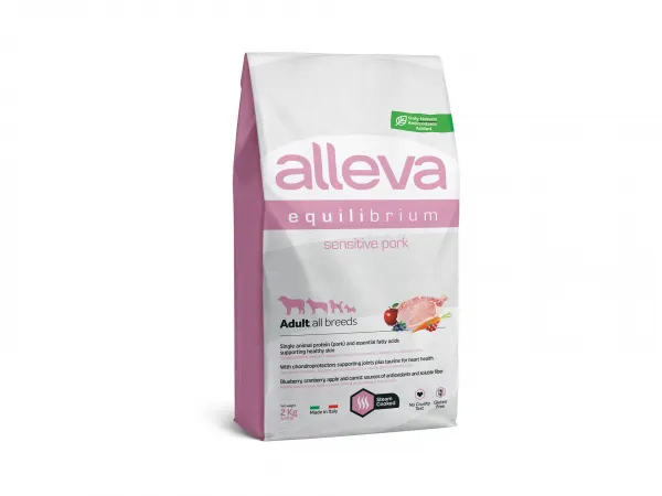 Alleva® Equilibrium (Adult All Breeds) Sensitive Pork - суха храна със свинско месо за кучета с чувствителен стомах /над 12месеца/ от всички породи /2-45кг./ - 2кг.,12кг.