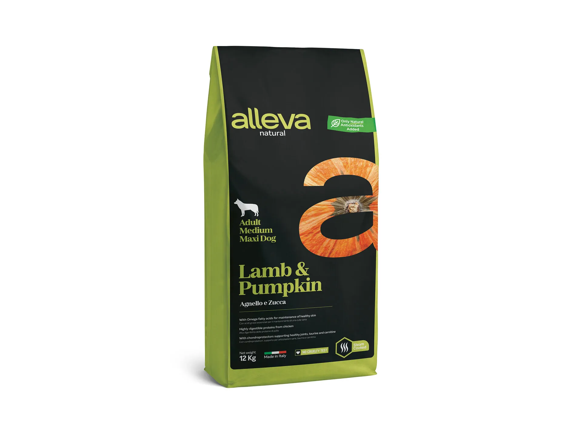 Alleva® Natural (Adult Medium/Maxi) Lamb & Pumpkin - суха храна с агнешко месо и тиква за кучета /над 12месеца/ от средни и едри породи /10-45кг./ - 12кг.