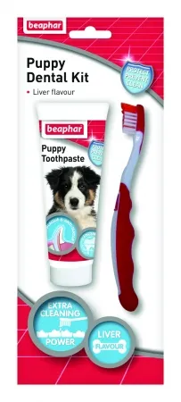 Beaphar Puppy Dental Kit - паста за зъби + четка за зъби за малки кученца - 50гр.