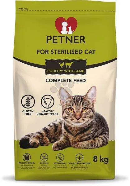 Petner Sterilised Cat Chicken With Lamb - пълноценна храна за кастрирани котки - 8кг.