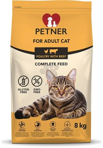 Petner Adult Cat Chicken With Beef - пълноценна котешка храна за възрастни котки - 8кг.