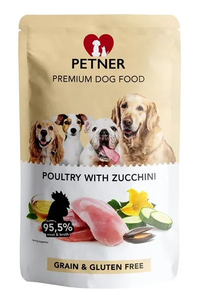 Petner Poultry With Zucchini Pouch - пауч за кучета на възраст над 12 месеца - 500гр.