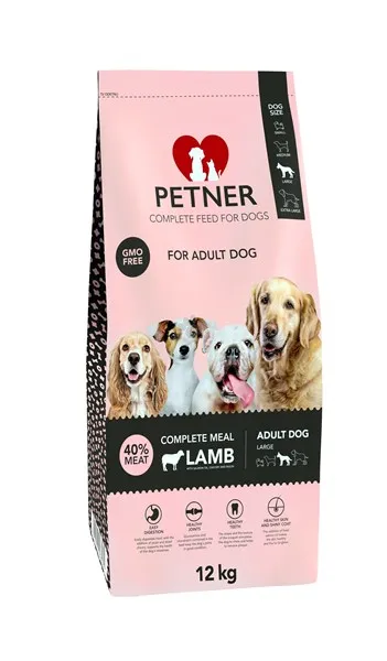 Petner Adult Large Lamb - пълноценна храна за кучета от едри породи и възраст над 12 месеца - 12 кг.