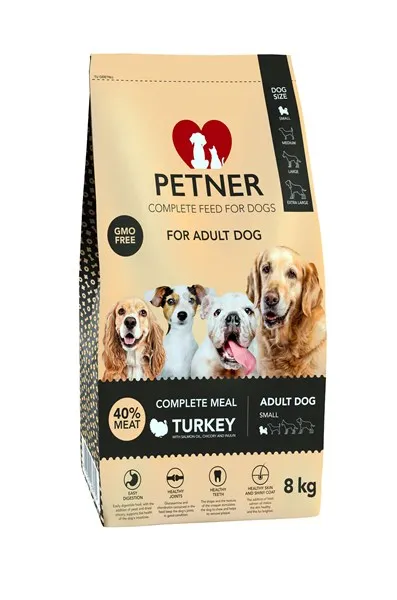 Petner Adult Small Turkey - пълноценна храна за кучета от малките породи / 1-10 кг./ и възраст над 12 месеца - 8 кг.