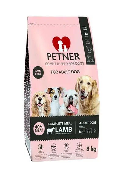 Petner Adult Small Lamb - пълноценна храна за кучета от малки породи /1-10 кг/ и възраст над 12 месеца - 8 кг.