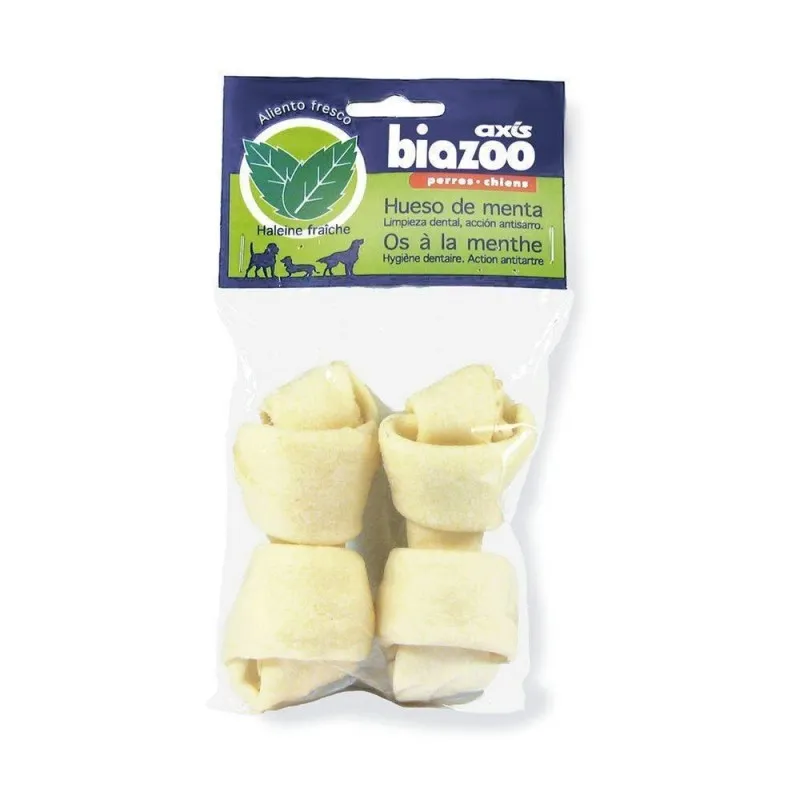Biozoo Knotted Bone with Minty Flavour - кокалчета от телешка кожа с ментов вкус - 2бр.