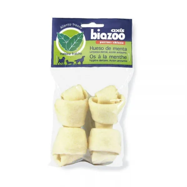 Biozoo Knotted Bone with Minty Flavour - кокалчета от телешка кожа с ментов вкус - 2бр.