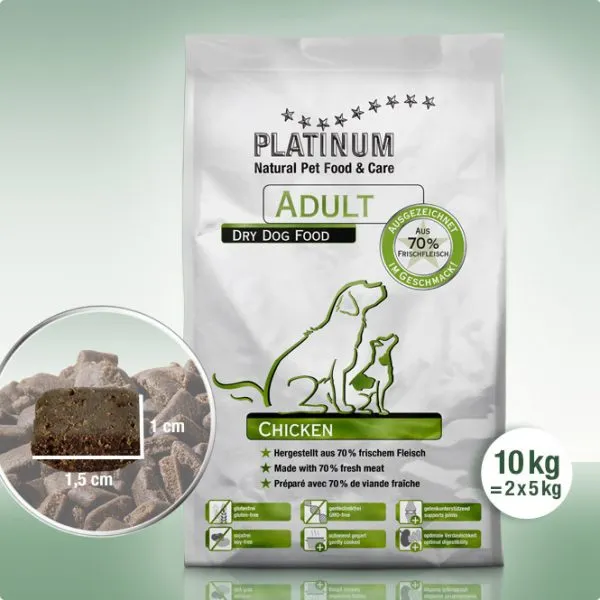 Platinum Adult Chicken - сочна суха храна за кучета над 12 месеца с месо от пиле - 10кг. 1