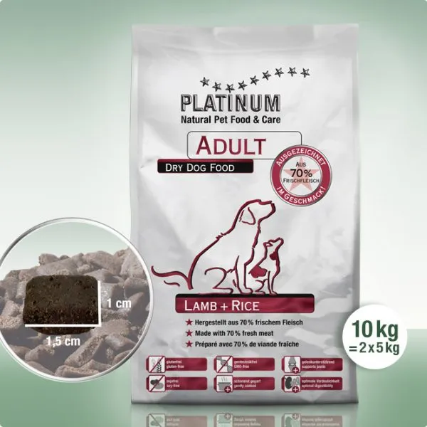 Platinum Adult Lamb + Rice - сочна суха храна за кучета над 12 месеца с агнешко месо – 10кг. 1