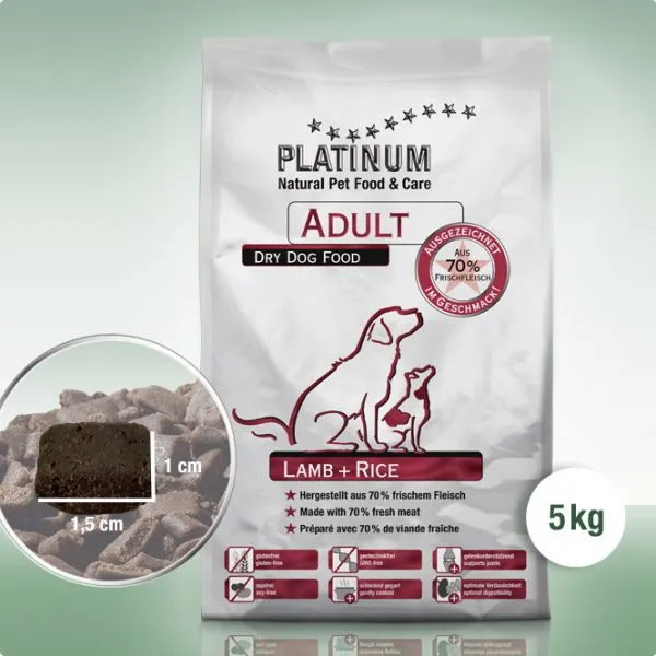 Platinum Adult Lamb + Rice - сочна суха храна за кучета над 12 месеца с агнешко месо – 5кг. 1