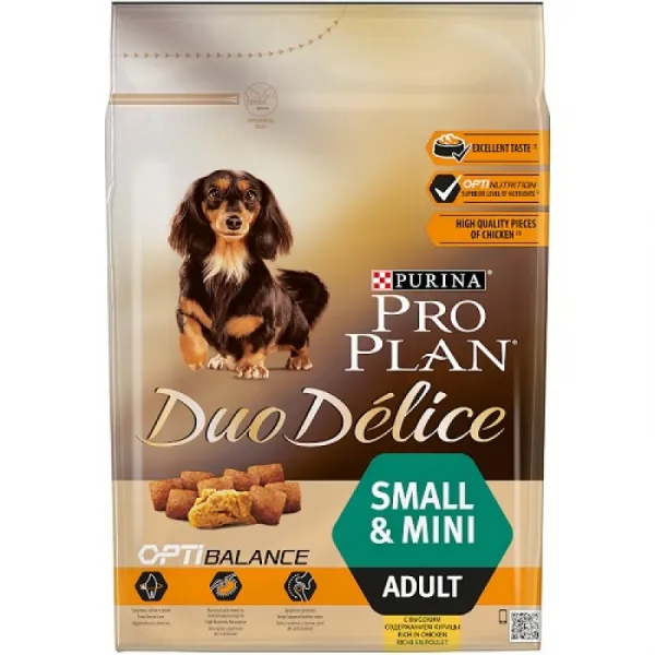 Pro Plan Duo Delice Small&Mini Adult with Chicken - храна за израснали кучета над 1г. от дребни породи с пилешко месо - 2.5кг.