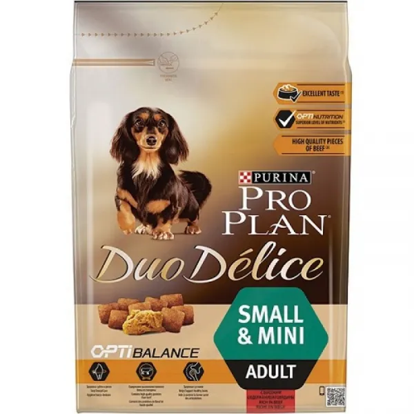 Pro Plan Duo Delice Small&Mini Adult with Beef - храна за израснали кучета над 1г. от дребни породи с говеждо месо - 2.5кг.