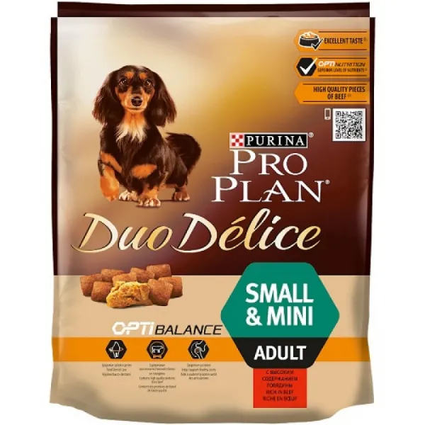 Pro Plan Duo Delice Small&Mini Adult with Beef - храна за израснали кучета над 1г. от дребни породи с говеждо месо - 700гр.