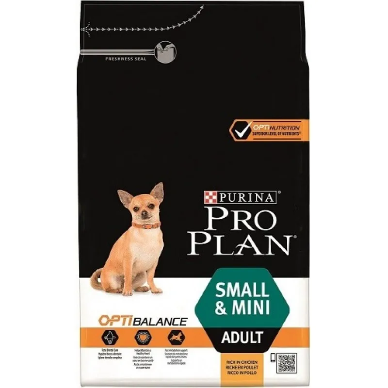 Purina Pro Plan Small&Mini Adult with Optibalance - суха храна с пилешко месо за израснали (над 1г.) кучета от дребни (до 10кг.) породи - 3кг.