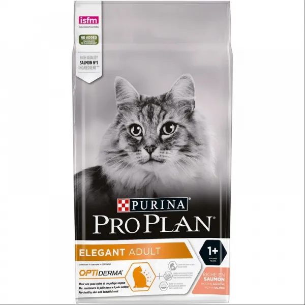 Pro Plan Cat Elegant Adult - суха храна за израснали котки над 1г. за здрава кожа и красива козина с месо от сьомга - 0.4кг.