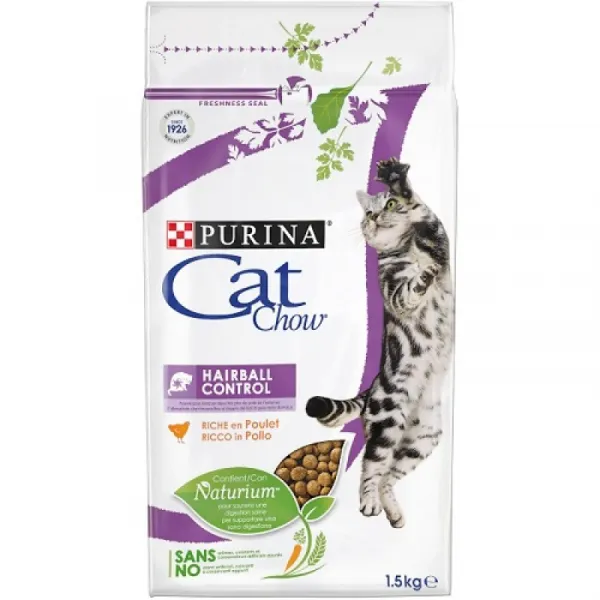 Cat Chow Special Care Hairball Control - суха храна за израснали котки над 1г. за естествено отделяне на космените топки спилешко месо - 1.5кг.