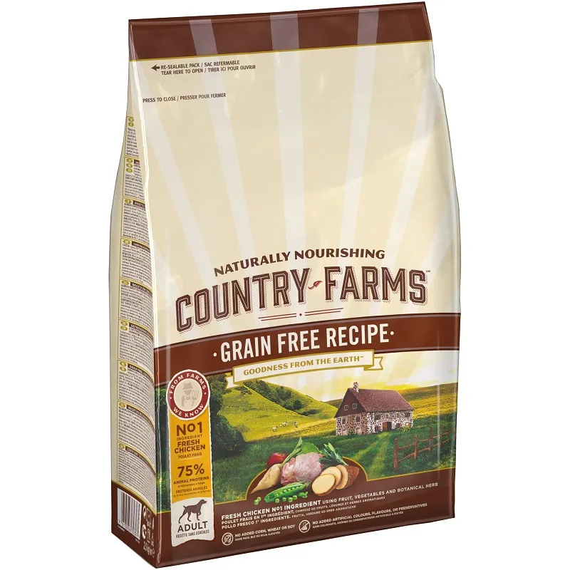 Country Farms GRAIN FREE Recipe Adult Rich In Chicken - Храна За Израснали Кучета Над 1г. С Пилешко Месо За Среди и Едри Породи - 2.5кг.