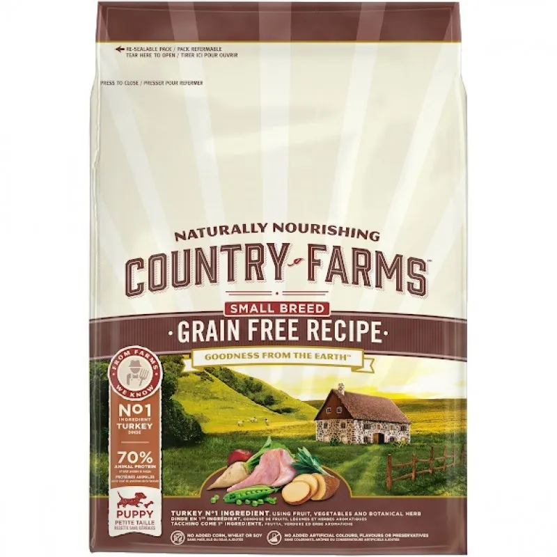 Country Farms GRAIN FREE Recipe Puppy Small Breed Rich In Turkey - Храна За Подрастващи Кученца До 1г. От Дребни Породи С Пуешко Месо - 2.5кг.