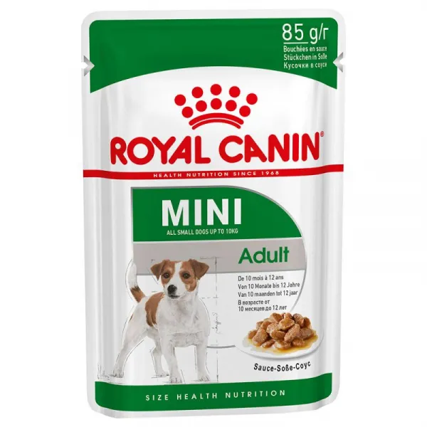 Royal Canin MINI ADULT POUCH - мокра храна в пауч за кучета от дребни породи над 10 месеца - 12x85гр.