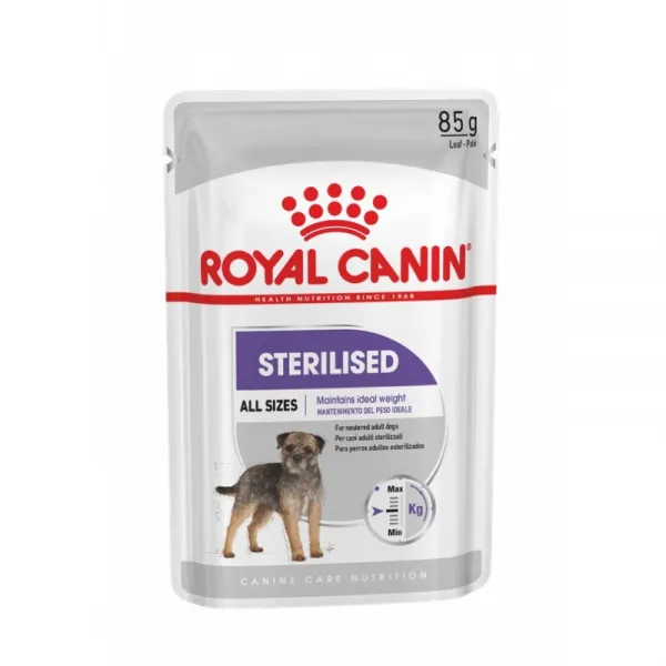 Royal Canin Sterilized Loaf - Пълноценна мокра храна в пауч за кастрирани кучета - 12х85гр.