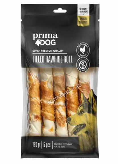 Prima Dog Filled rawhide roll with Chicken - солета обвита с пилешко месо и пълнеж от пилешки черен дроб 3бр. - 180гр.