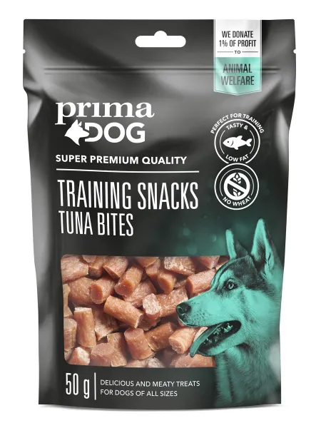 Prima Dog Training Snacks tuna bites - лакомства за обучение на кучета от чисто месо, от сьомга - 50гр.