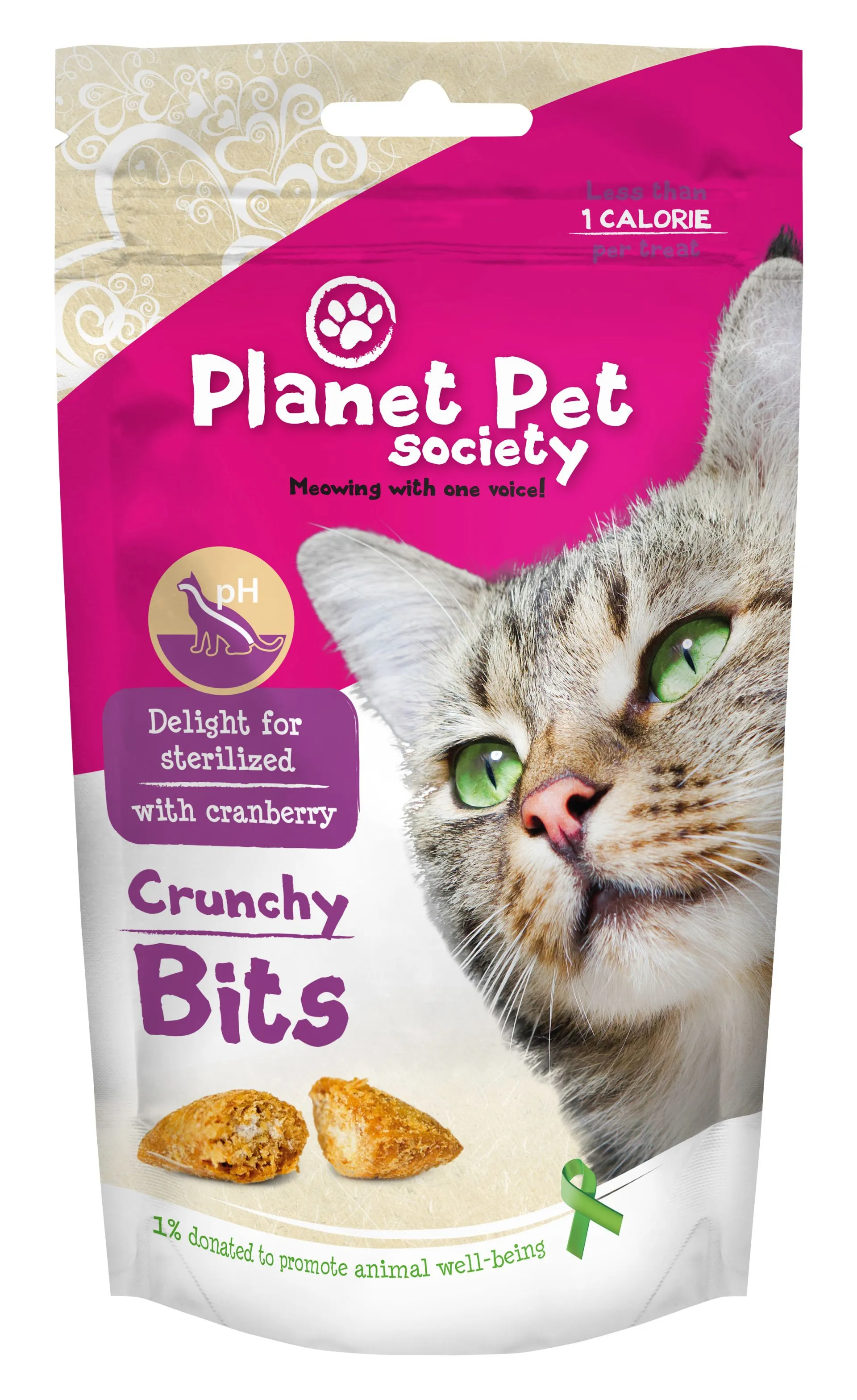 Planet Pet Society Crunchy Bits for Sterilized Cats - деликатесно лакомство за кастрирани котки - 40гр.
