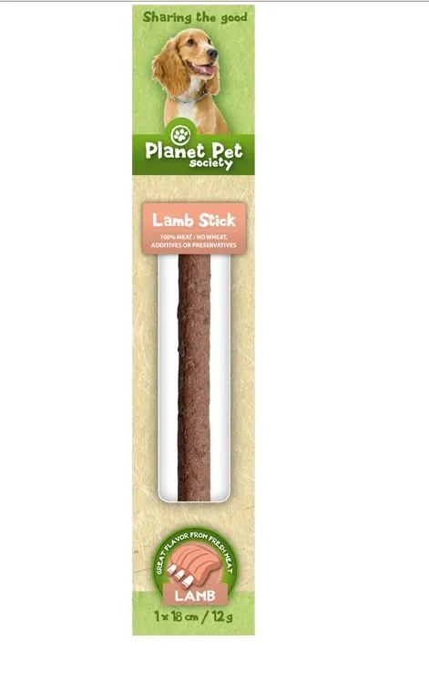 Planet Pet Lamb Stick - деликатесно лакомство за кучета - солета от агнешко месо 12гр. - 18см.