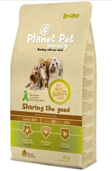 Planet Pet Society Mini Adult - пълноценна храна за кучета малки породи (1-10кг.) и възраст над 12 месеца - 2кг. 