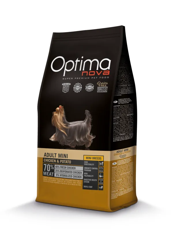 Optima nova Adult Mini Chicken & Potato - храна за израснали кучета от дребни породи с пилешко месо и картофи  2