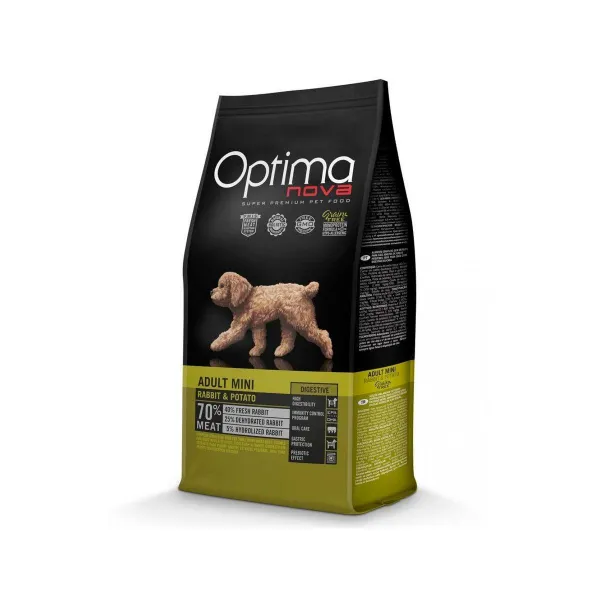 Optima nova Adult Mini Rabbit & Potato - храна за израснали кучета дребни породи с чувствителна храносмилателна система 