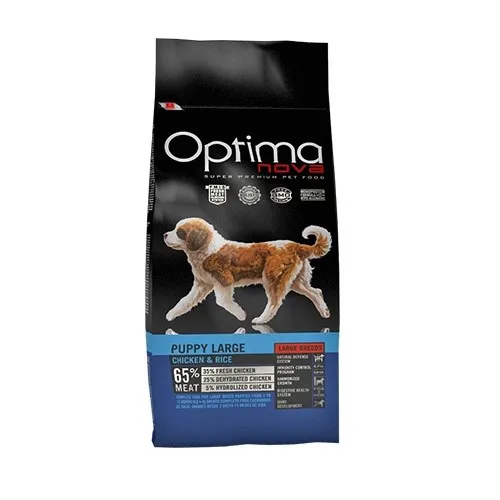 Optima nova Puppy Large Chicken & Rice - храна за подрастващи кученца от големи породи с пилешко месо и ориз - 12кг.