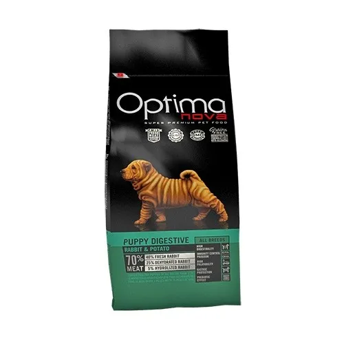 Optima nova Puppy Digestive Rabbit & Potato - храна за подрастващи кученца от всички породи с чувствителна храносмилателна система - 800гр.