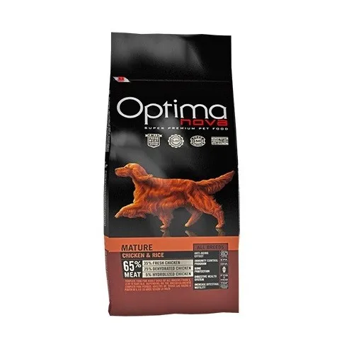 Optima nova Adult Mature Chicken & Rice - храна за възрастни кучета от всички породи с пилешко месо и ориз - 12кг.