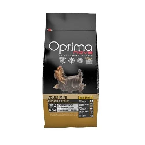 Optima nova Adult Mini Chicken & Potato - храна за израснали кучета от дребни породи с пилешко месо и картофи - 8кг. 1