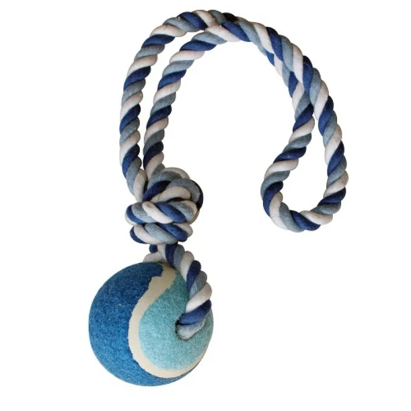 Croci Knot With Ball Light Blue - Играчка За Куче Топка С Въже - 6х40см.