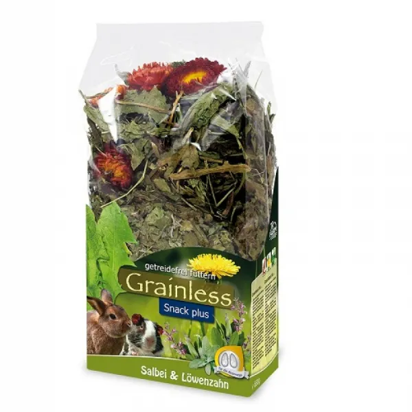 JR Farm Grainless Plus Sage & Dandelion - Допълваща Храна За Гризачи С Градински Чай И Глухарче - 100гр.