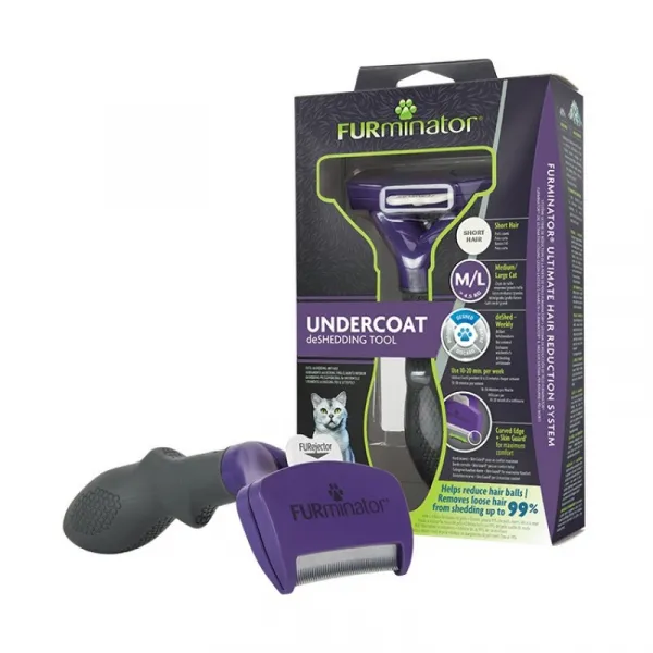 FURminator Undercoat DeShedding Tool For Short Haired Medium&Large Cats - Гребен Тип Тример За Големи Котки С Къса Козина