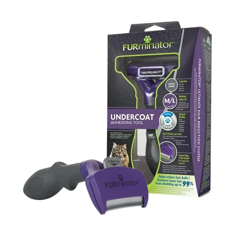 FURminator Undercoat DeShedding Tool For Long Haired Medium&Large Cats - Гребен Тип Тример За Големи Котки С Дълга Козина