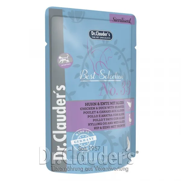 Dr.Clauder's Best Selection Sterilised №33 Adult Chicken&Duck With Seaweed - Храна За Кастрирани Котки С Пиле, Патица И Морски Водорасли - 85гр.