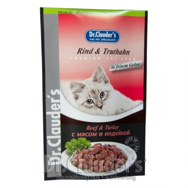 Dr.Clauder's Beef & Turkey - Храна За Израснали Котки С Говеждо И Пуйка В Желе - 100гр.